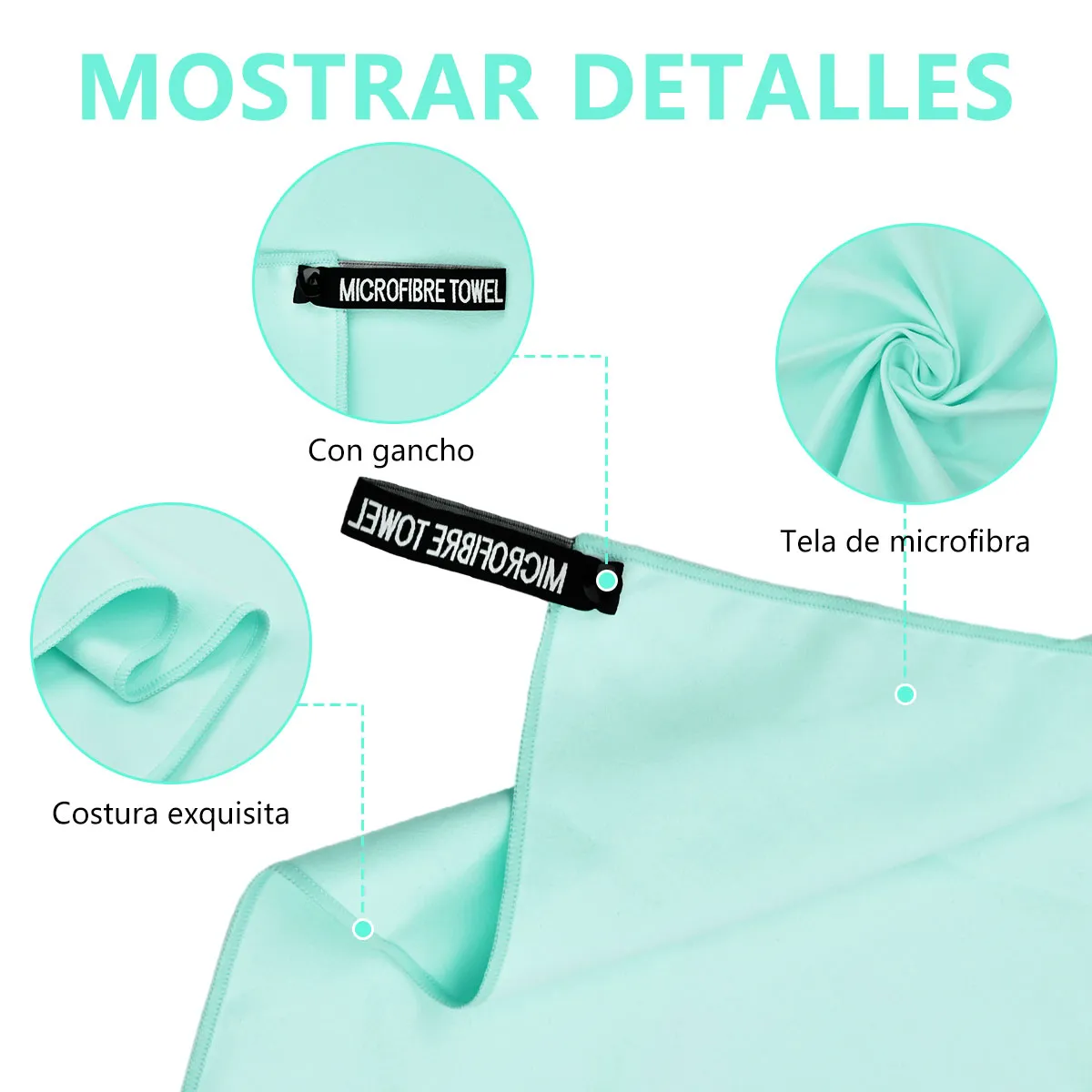 AIZO - Toalla Baño Viaje De Microfibra De Secado Rápido-Verde menta