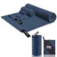 Toalla Baño Viaje De Microfibra De Secado Rápido- Azul marino