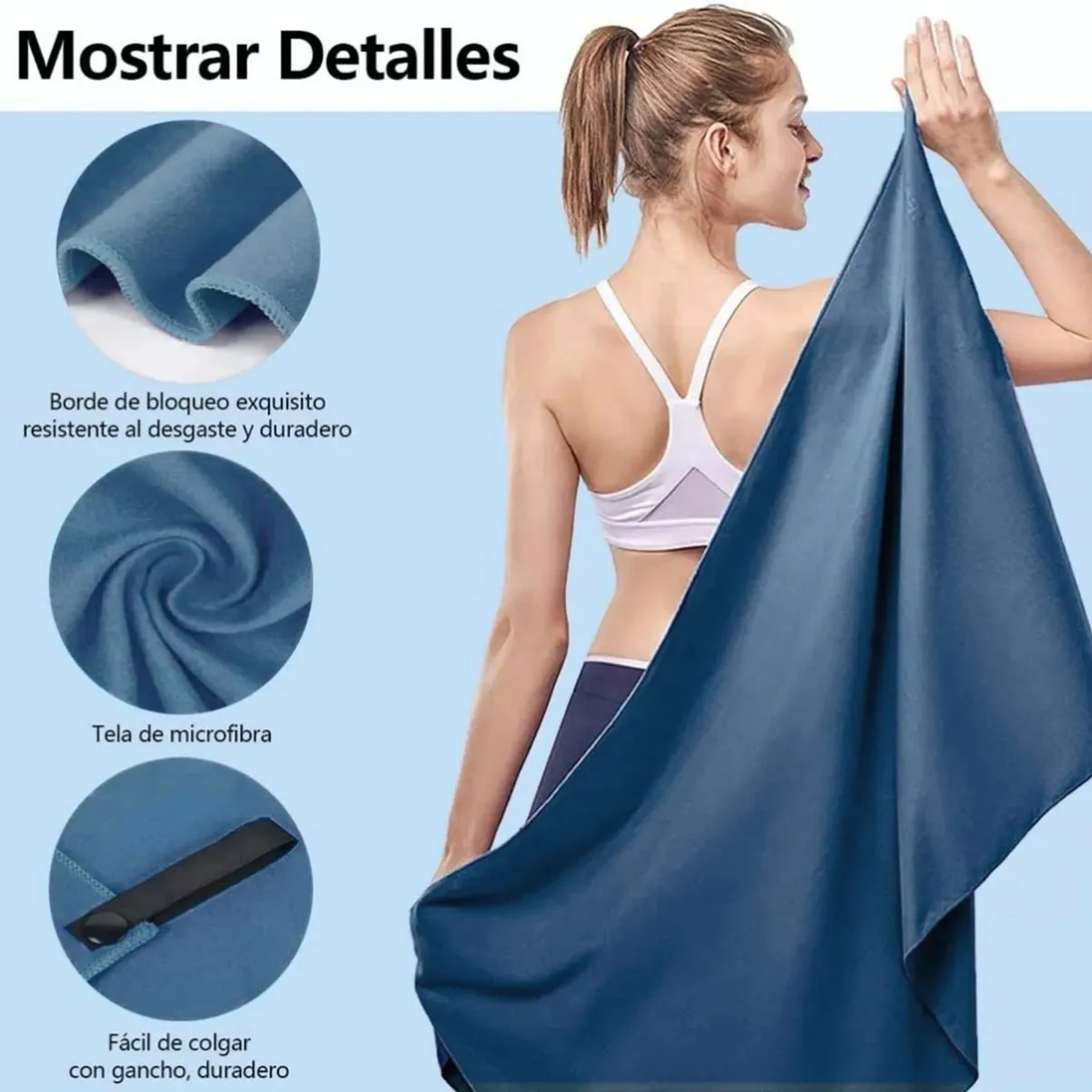 AIZO - Toalla Baño Viaje De Microfibra De Secado Rápido- Azul marino