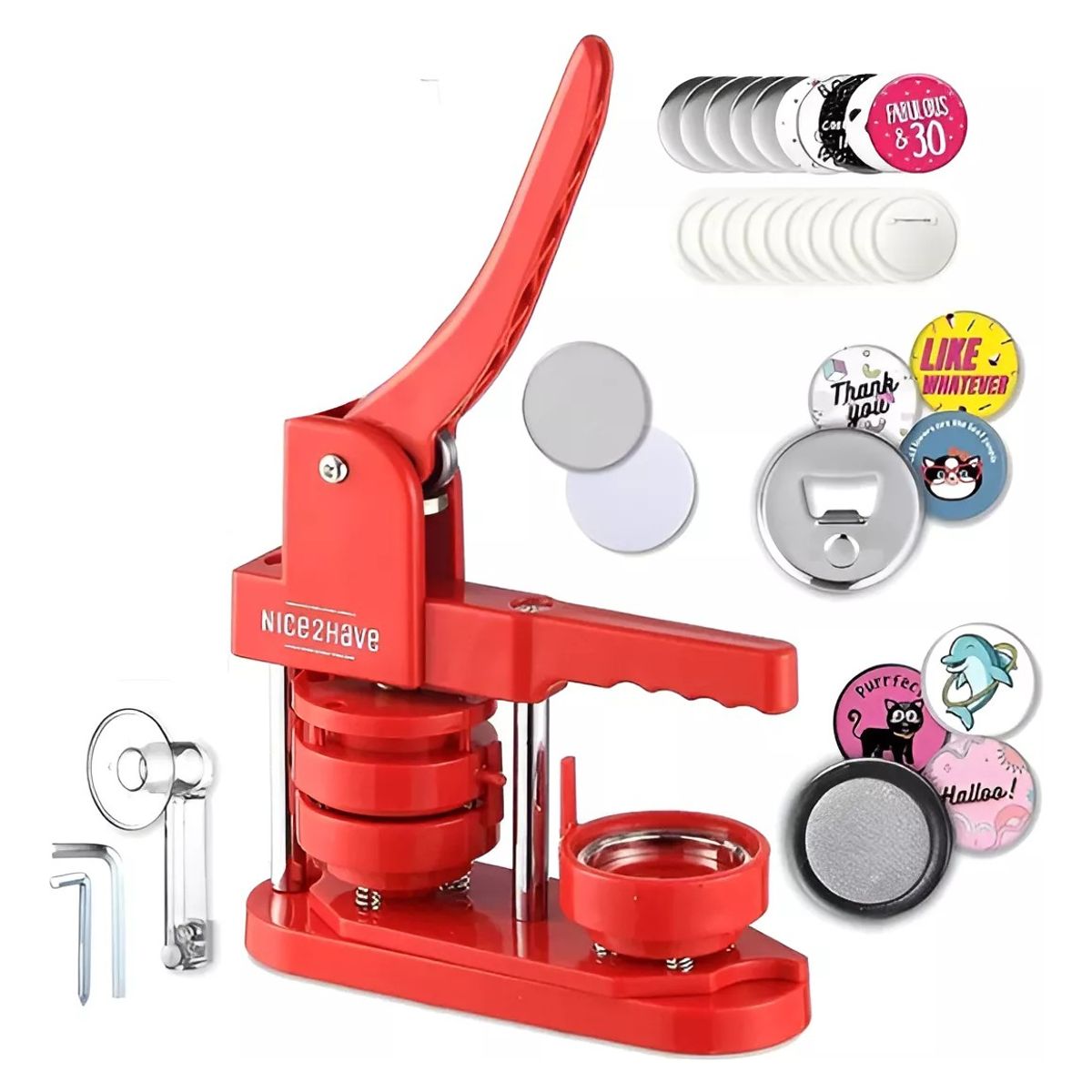 U BUY - Maquina De Chapitas Prensa Matriz De 58mm Color Rojo