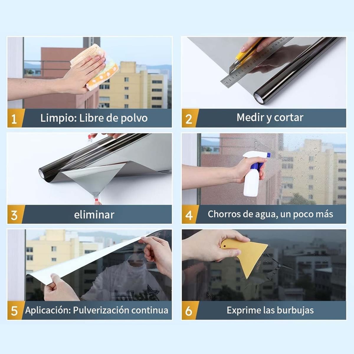 U BUY - Lamina Espejada Film Privacidad Vidrio Ventana 50 Cm  10 M