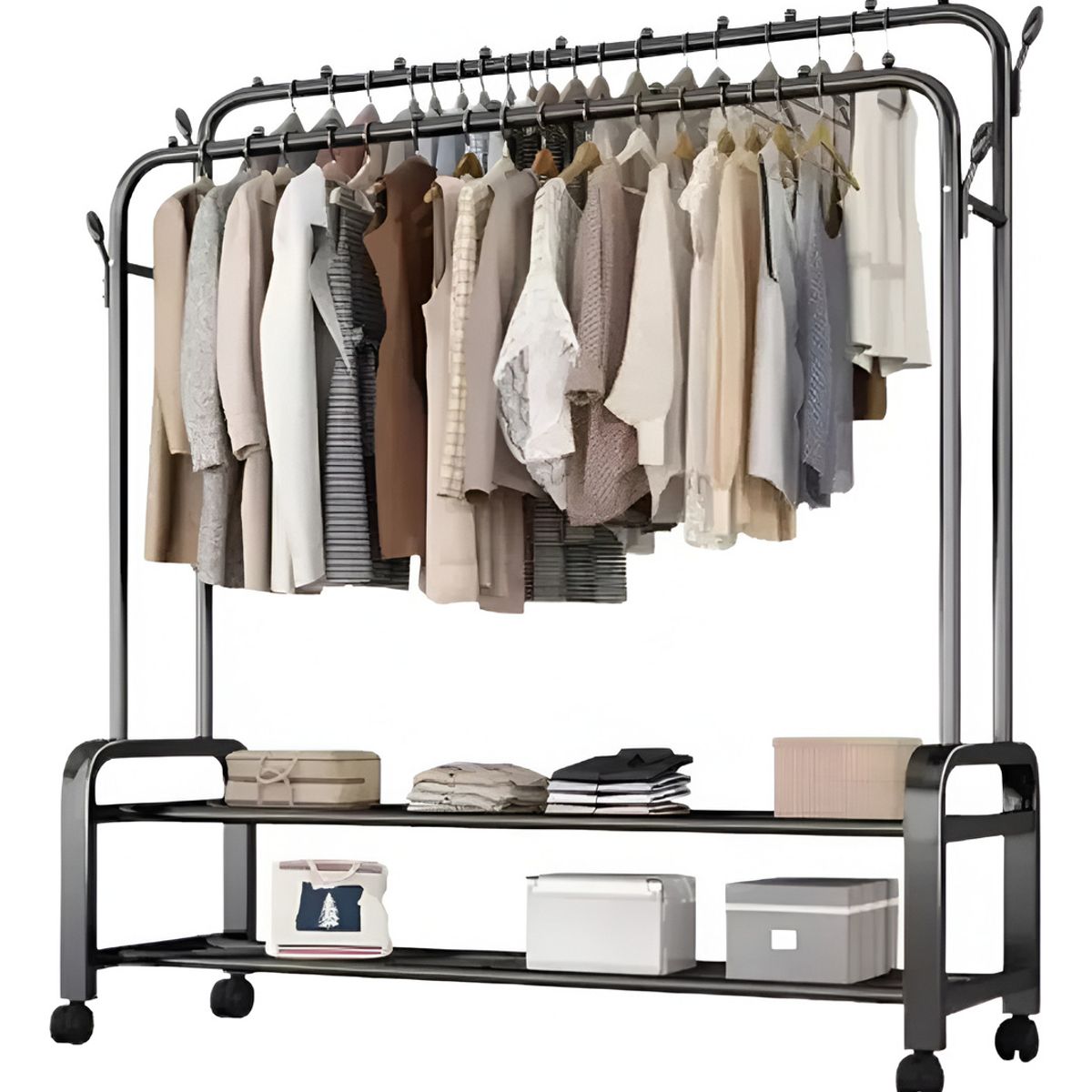 ANYHOGAR - Perchero Organizador Colgante De Ropa Doble Con Ruedas