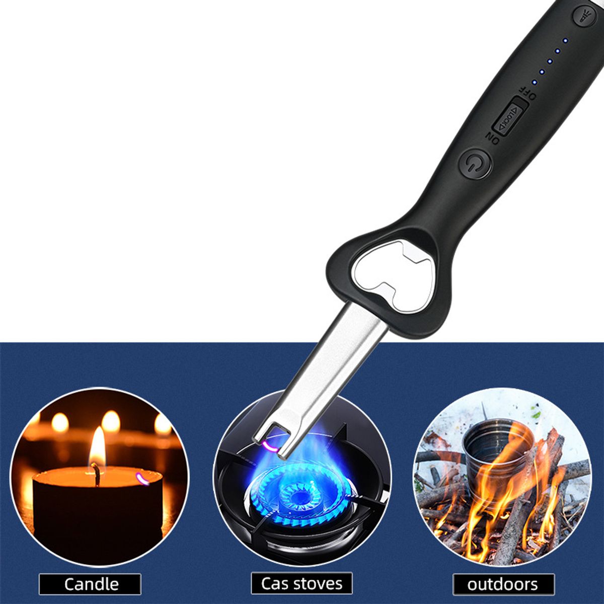 EDWINAYY - Encendedor Recargable Usb De Plasma Con Abrebotellas Vis111