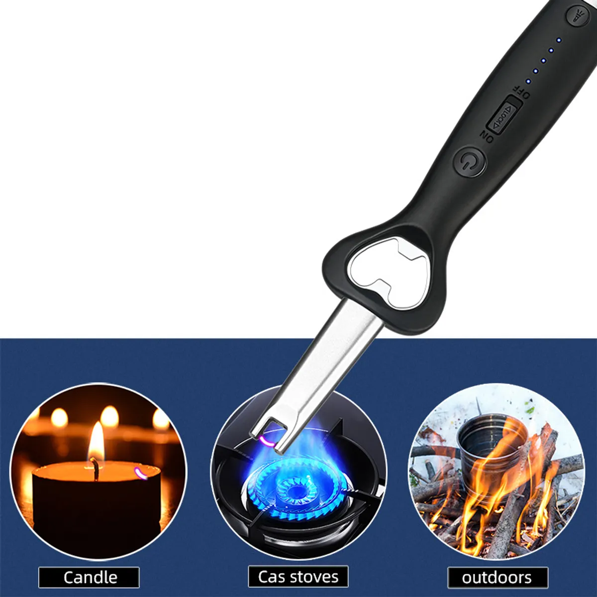 EDWINAYY - Encendedor Recargable Usb De Plasma Con Abrebotellas Vis111