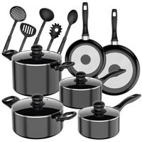 Batería de Cocina 15Pzas Omni Aluminio Antiadherente Negro