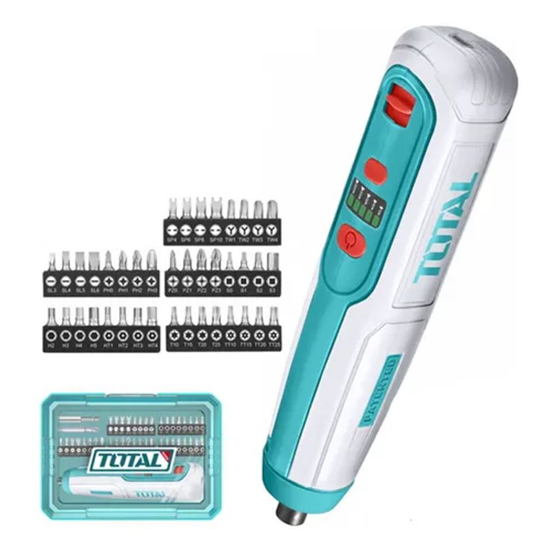 TOTAL TOOLS - Destornillador Atornillador Tipo Lapiz 4v + 42pcs Total