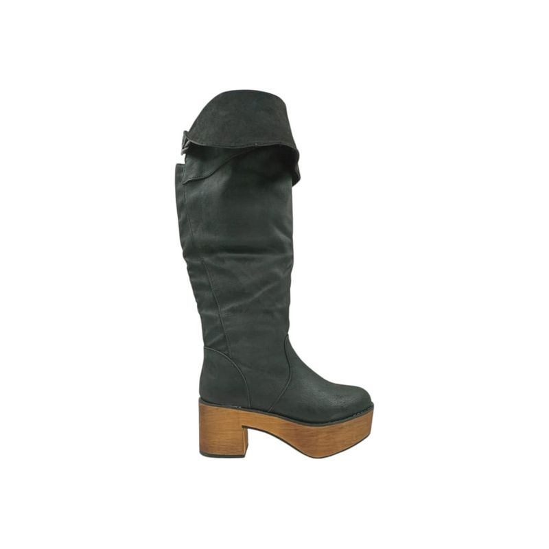 HERIEL - Bota Negra Plataforma Mujer