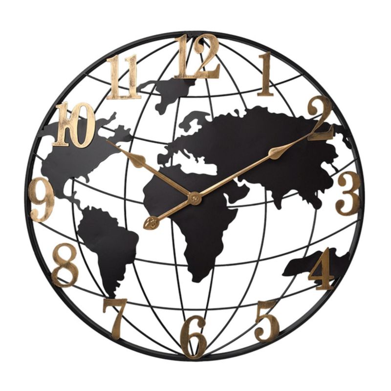 EKOL TACTICA MILITAR - Reloj Redondo De Pared Con Mapa Del Mundo Moderno Minimalista
