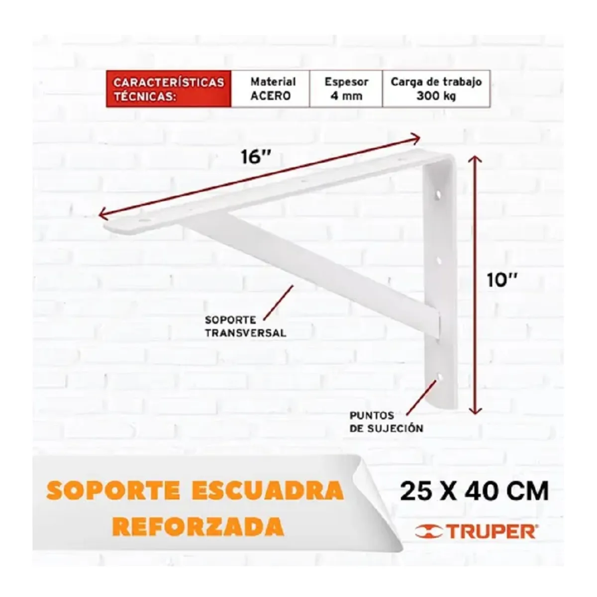 TRUPER - ESCUADRA REFORZADA TRUPER 10X16 pulg MER-16B