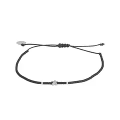 ZAZU - Pulsera Negra con Estrella y Mostacillas de Plata