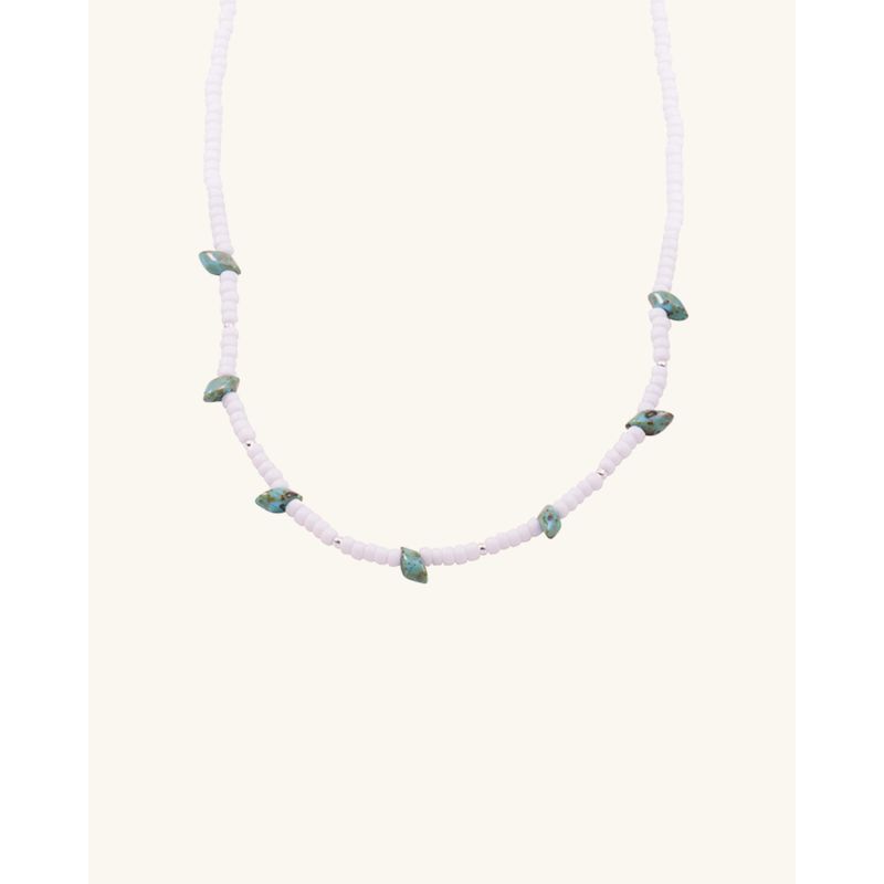 ZAZU - Collar Magatama Blanco y Turquesa