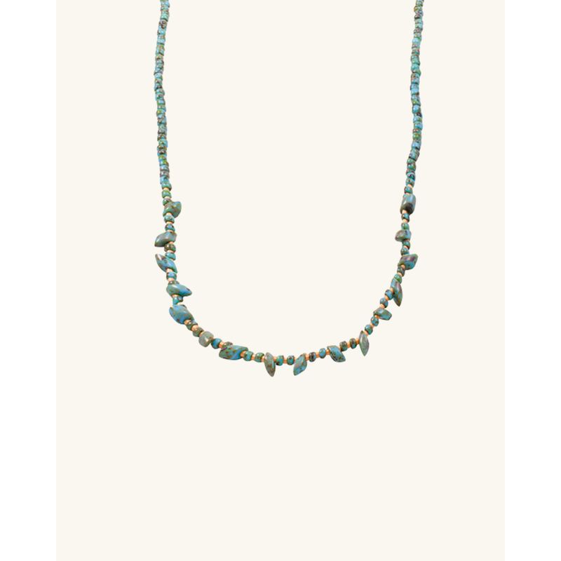 ZAZU - Collar Irregular Turquesa Picasso y Dorado