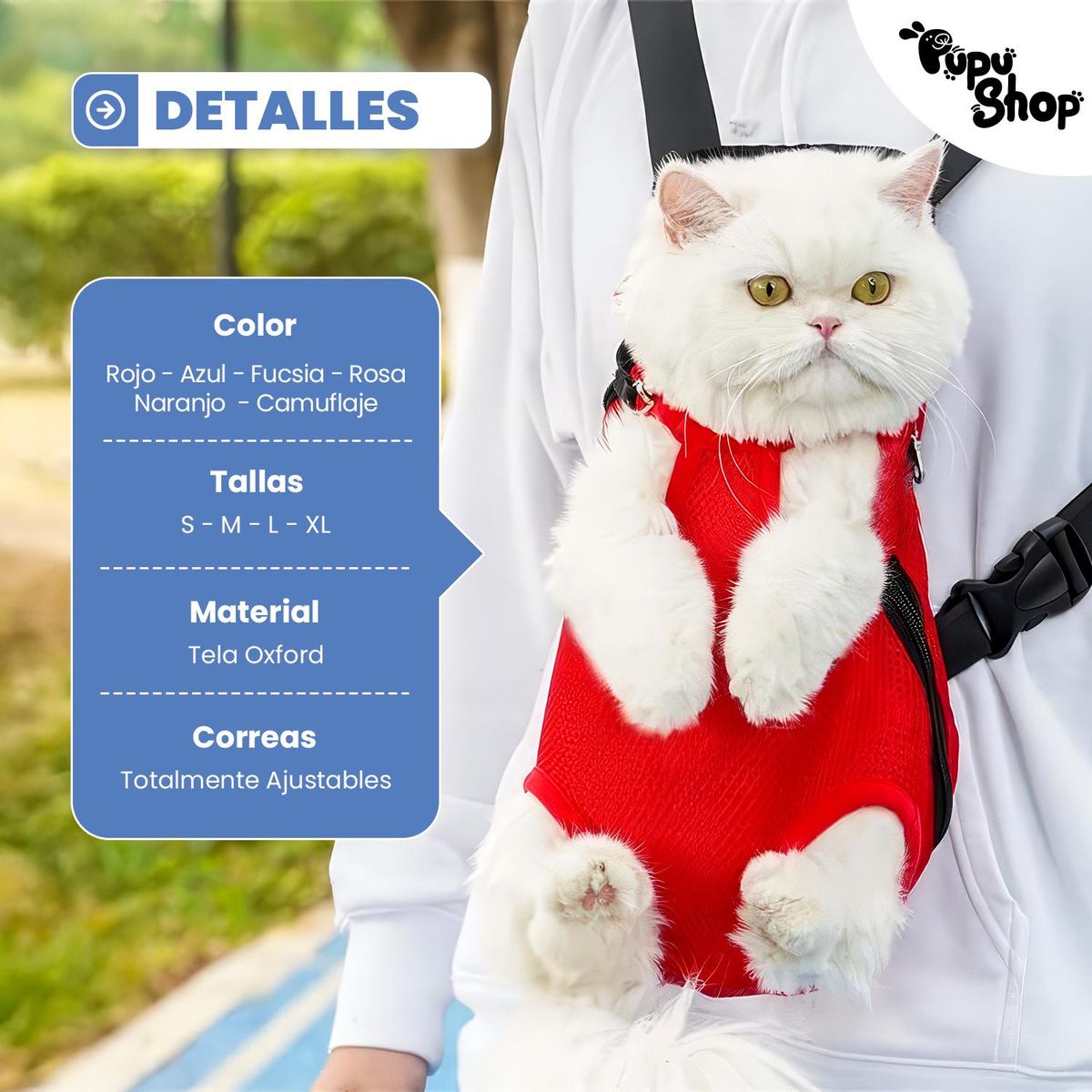 PUPU SHOP - BOLSO CANGURO MORRAL TRANSPORTE MASCOTA - Rojo - M