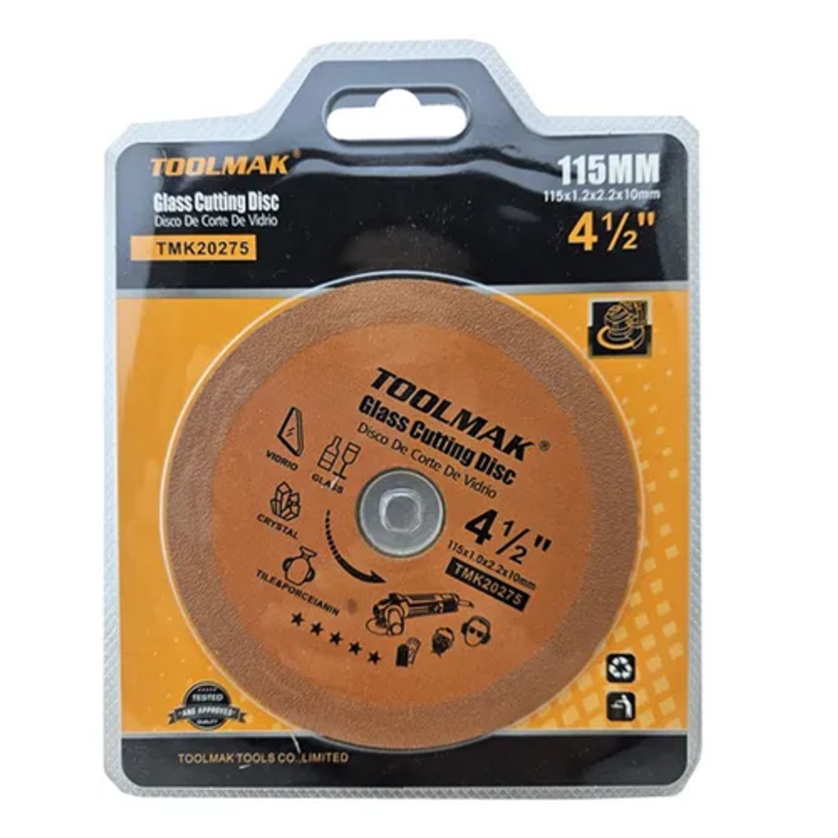 GENERICO - Disco De Corte Diamantado Para Vidrio 4 1/2 115mm Toolmak