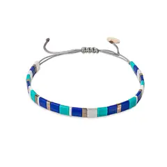 ZAZU - Pulsera Fita Azul y Turquesa y Plateado