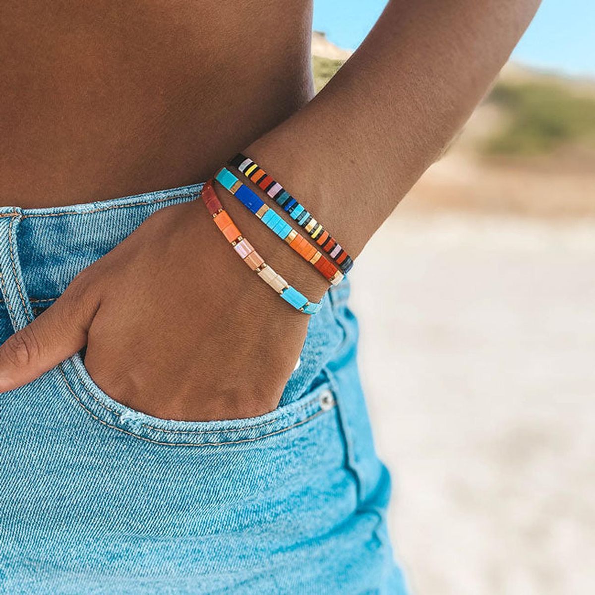 ZAZU - Fita ColorFull con Mostacillas Bañadas en Oro