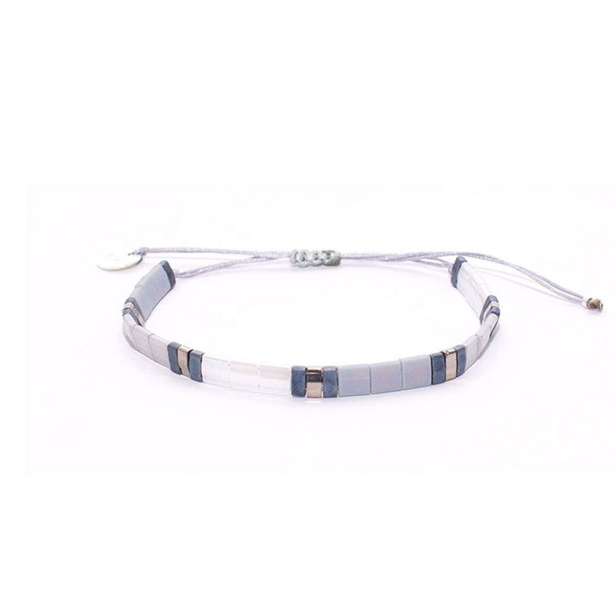 ZAZU - Pulsera Fita Blanca y Gris