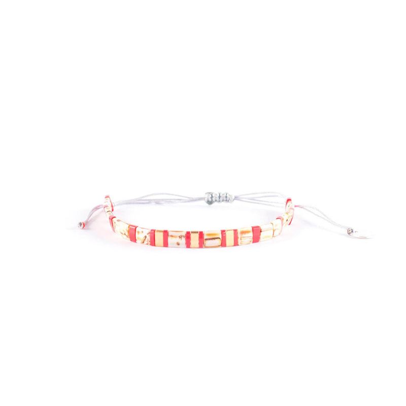 ZAZU - Pulsera Fita Picasso Beige y Rojo