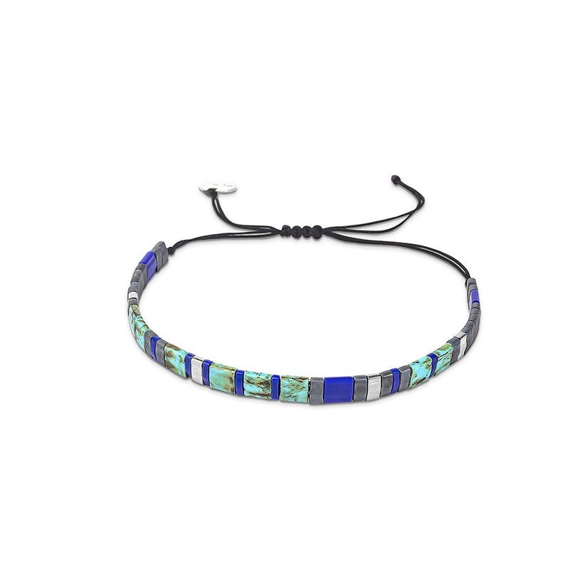 ZAZU - Pulsera Fita Turquesa Picasso y Plateado