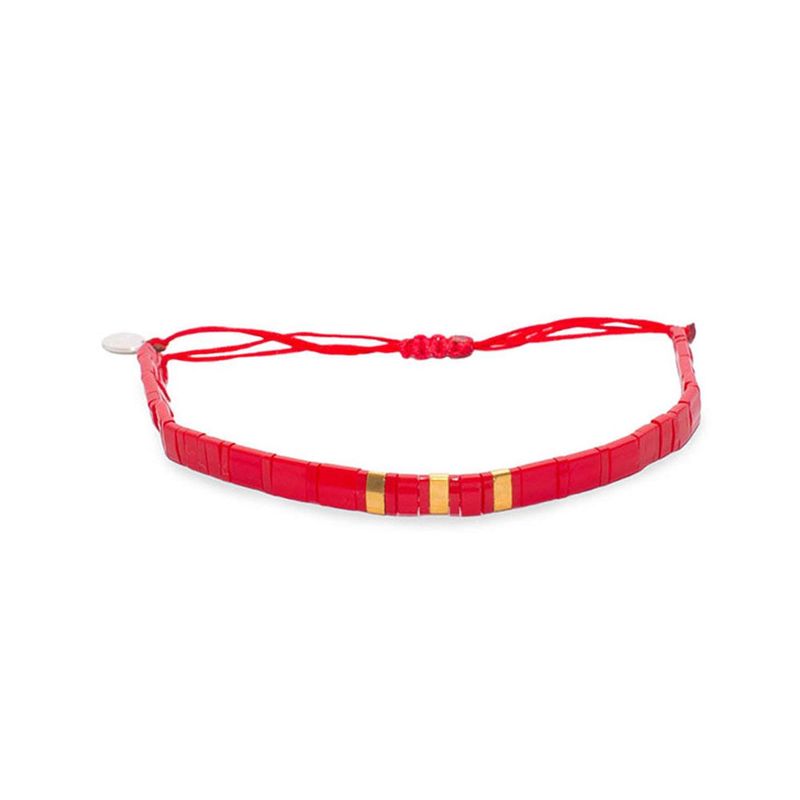 ZAZU - Pulsera Fita Roja y Dorado Lisa