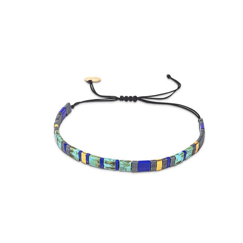ZAZU - Pulsera Fita Turquesa Picasso y Dorado