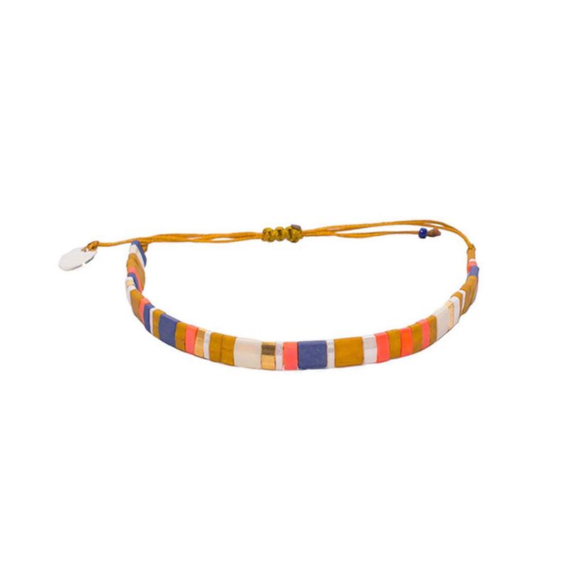 ZAZU - Pulsera Fita Mostaza y Celeste