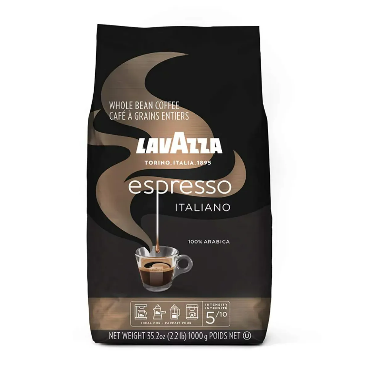 LAVAZZA - Café Espresso Italiano Grano Entero Arábica Lavazza 1 Kg
