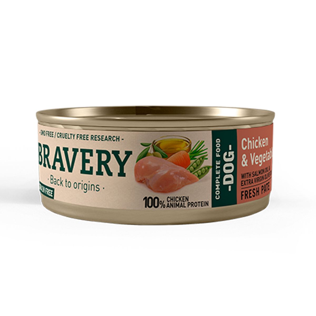 BRAVERY - Alimento Lata Bravery Chicken Vegetables Perro Adulto 80gr