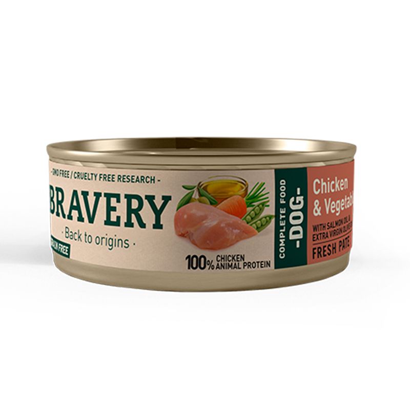 BRAVERY - Bravery Alimento Lata Chicken and Vegetables Adult Dog 80gr