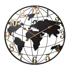 EKOL TACTICA MILITAR - Reloj Redondo De Pared Con Mapa Del Mundo Moderno Minimalista