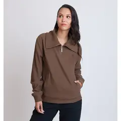 ELLESSE - POLERON MUJER LETICIA CAFÉ OSCURO