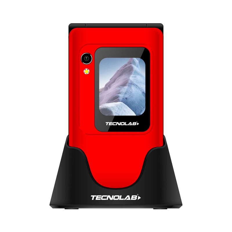 TECNOLAB - Tecnolab Celular Senior 4G Doble Pantallla 28 Rojo