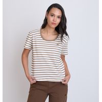 POLERA MUJER LORENZA RAYAS/CAFÉ