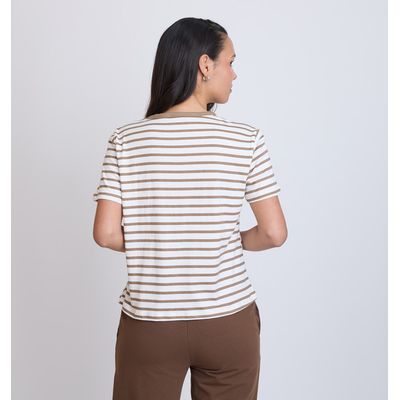 Imagen 2 del producto POLERA MUJER LORENZA RAYAS/CAFÉ