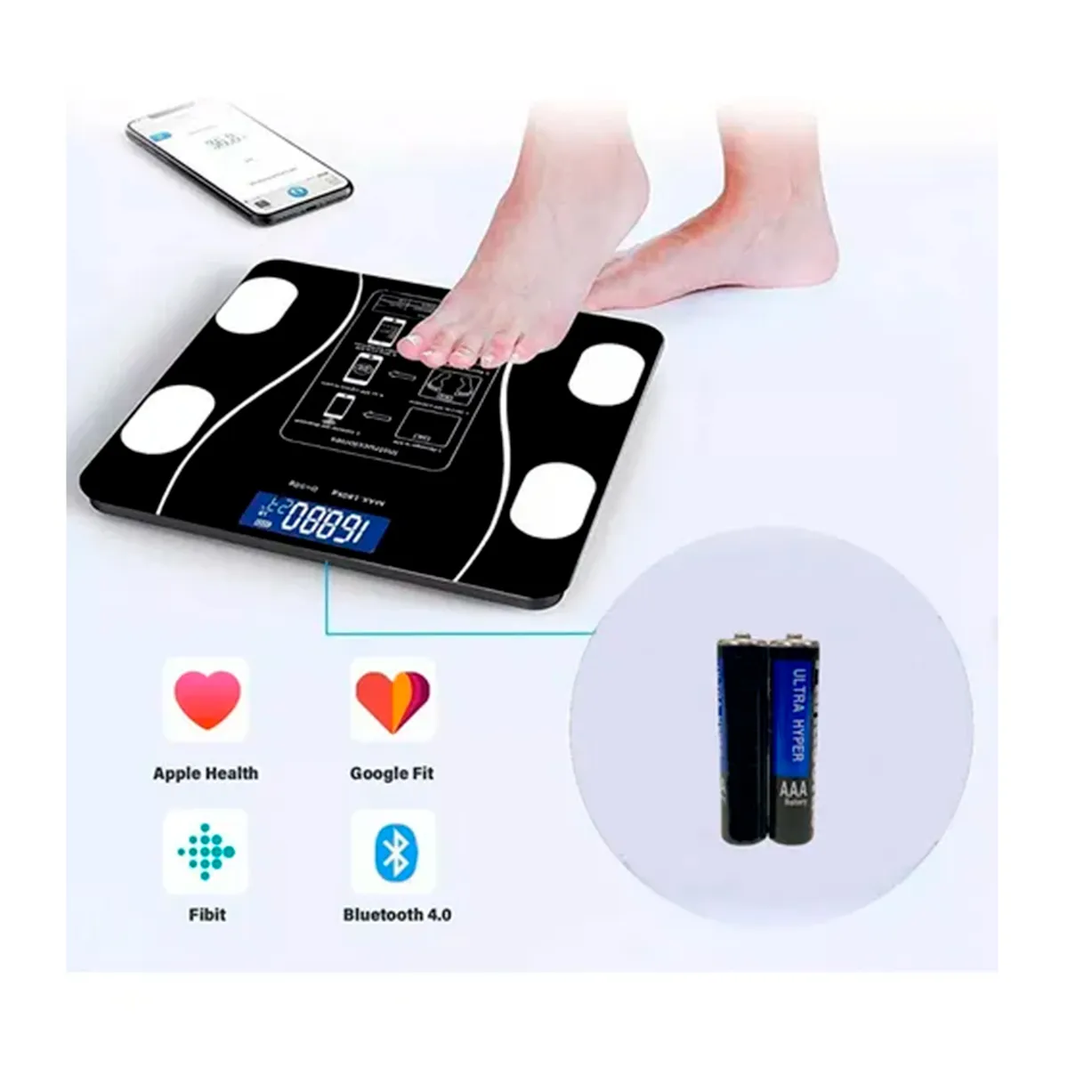 GENERICO - Pesa Digital De Baño Inteligente Bluetooth