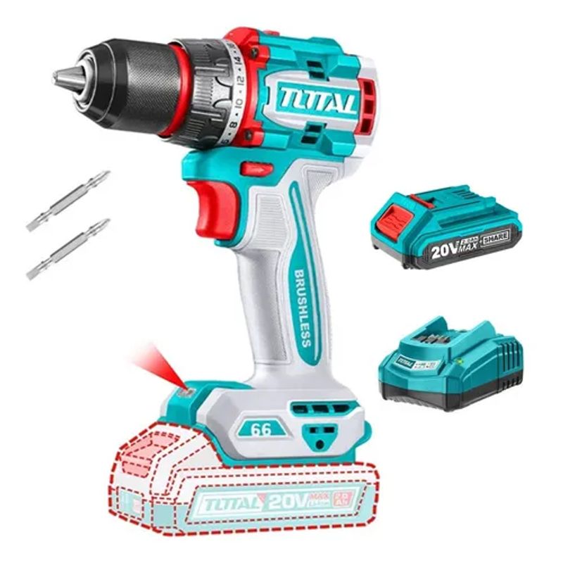 TOTAL TOOLS - Taladro Atornillador 13mm 20v Bat+ Carg Total Tdli206681