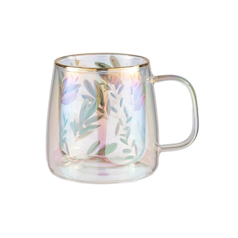 ADAGIO TEAS - Taza Doble Vidrio Golden Leaves Iridescent 400 ml