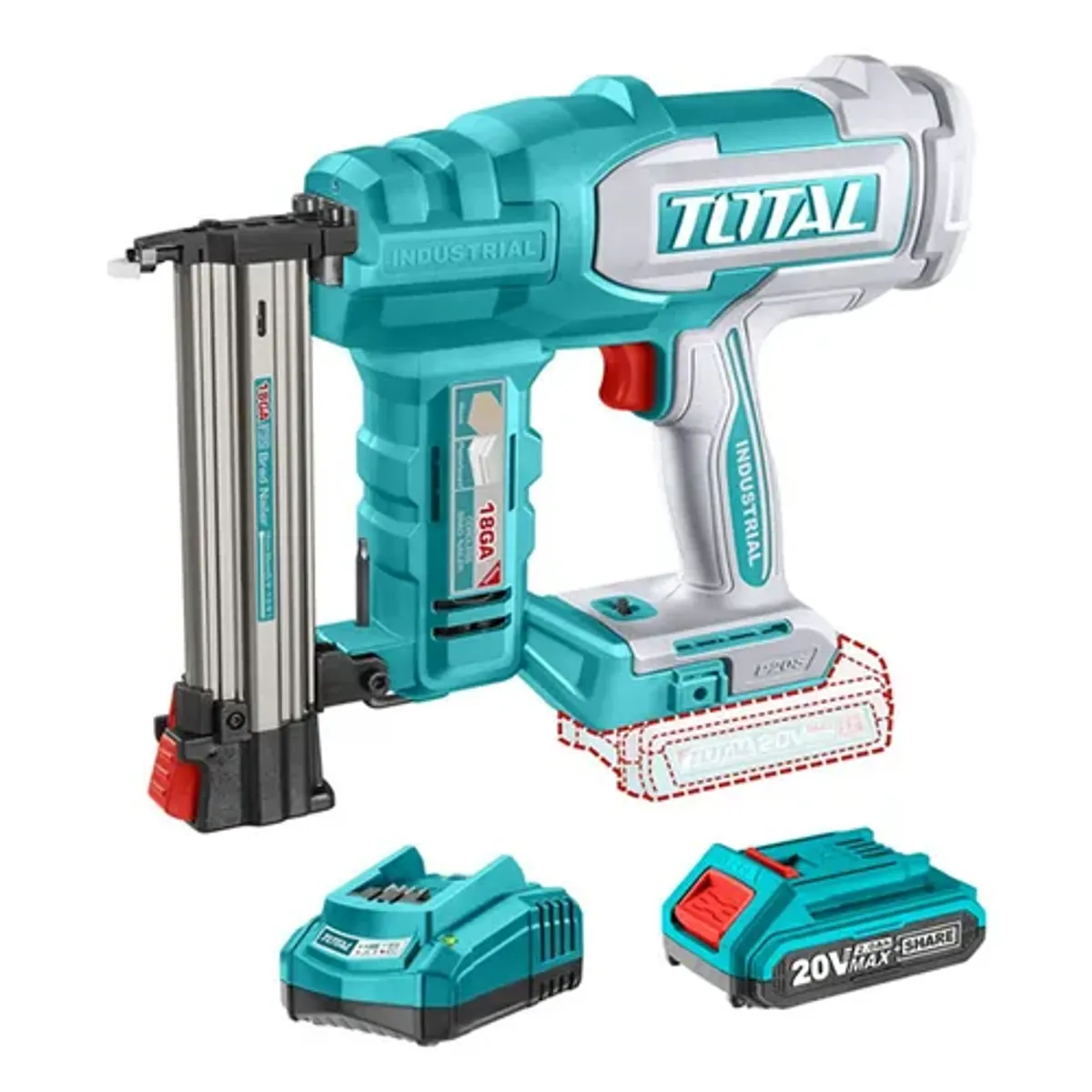 TOTAL TOOLS - Pistola Clavadora Inalámbrica 15-35mm 20v Bat+ Carg Total