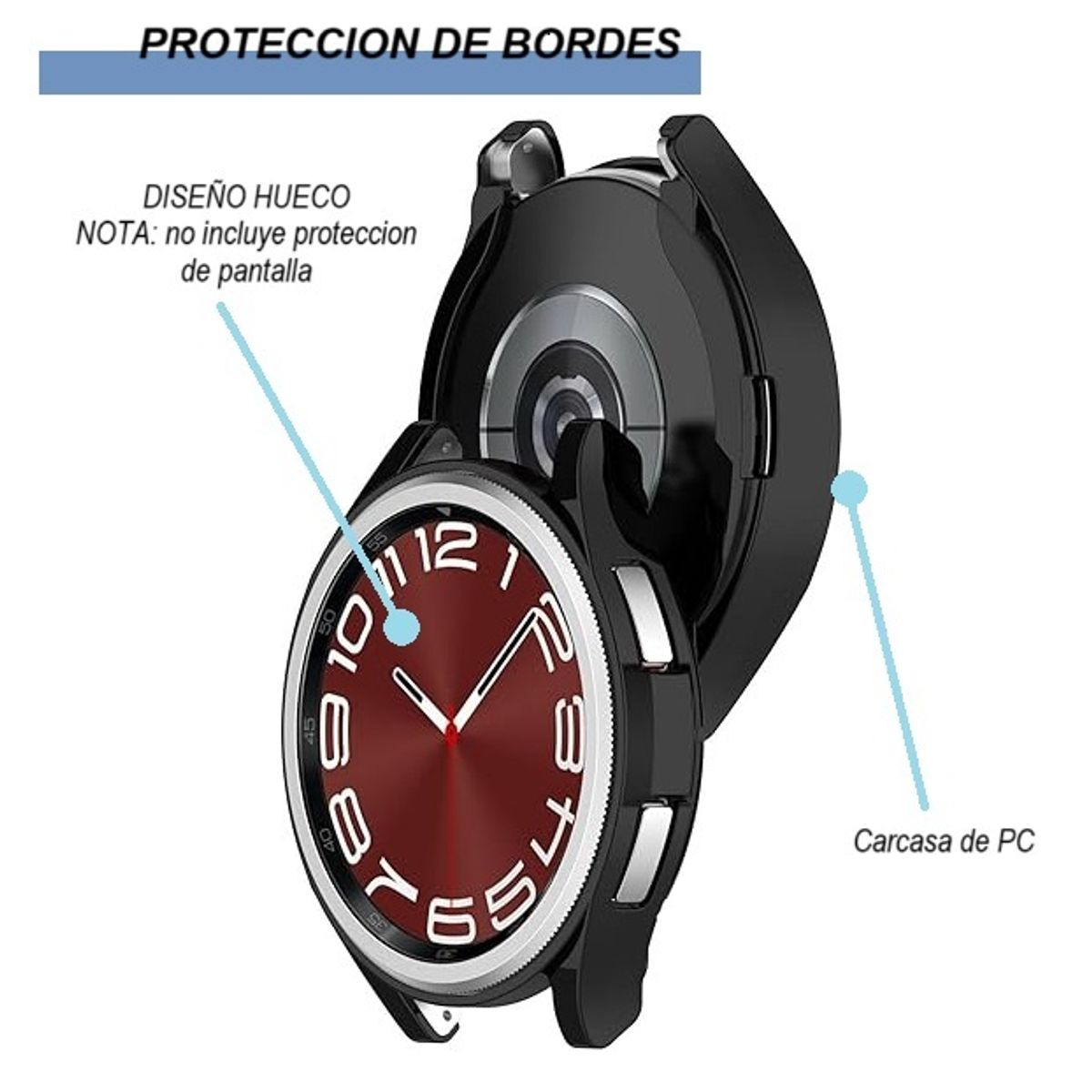 GENERICO - Protector borde Para Samsung Watch 6 classic / 47mm - Negro
