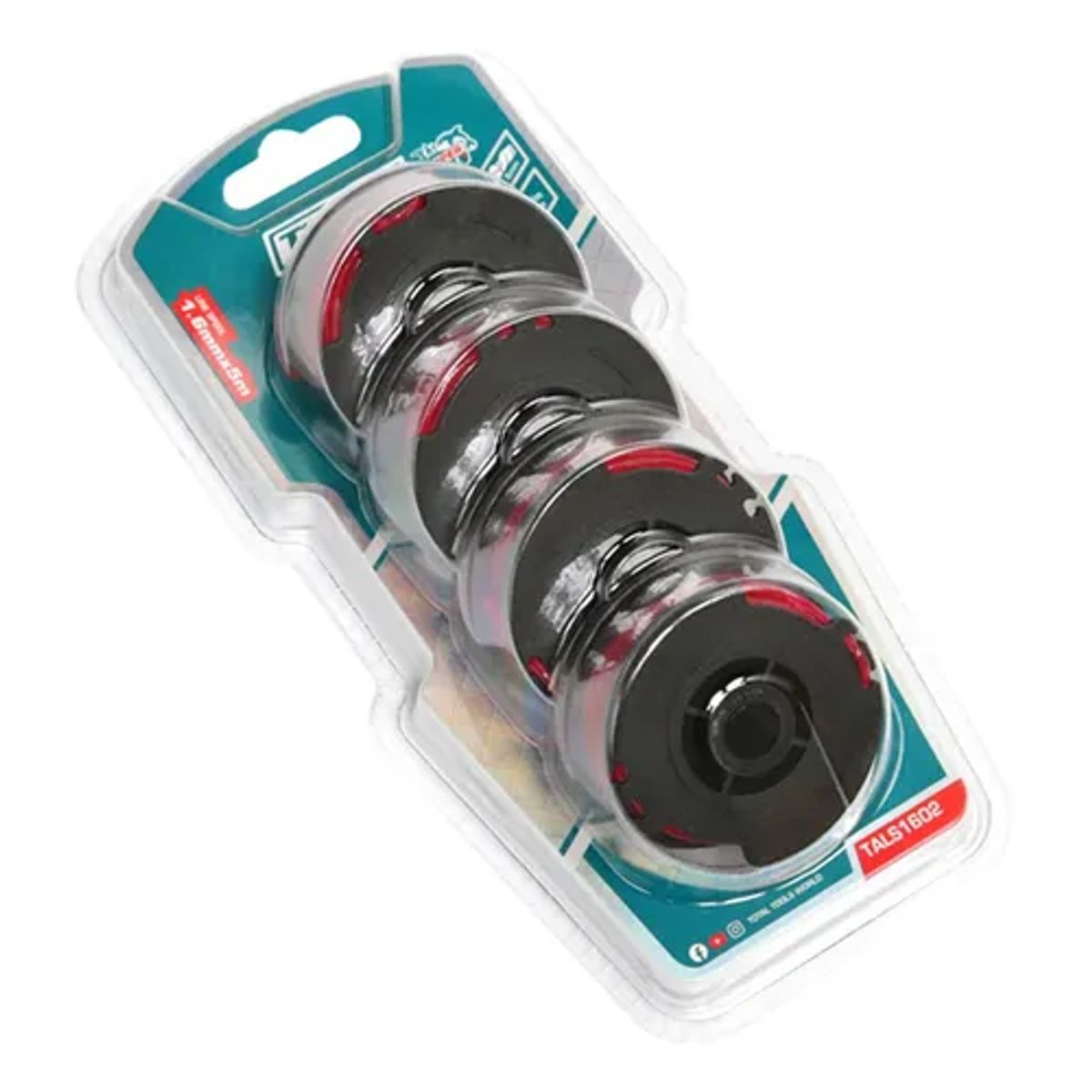 TOTAL TOOLS - Hilo Nylon P/ Orilladora Pasto 1.6mm X 5 Mts 4 Unds Total