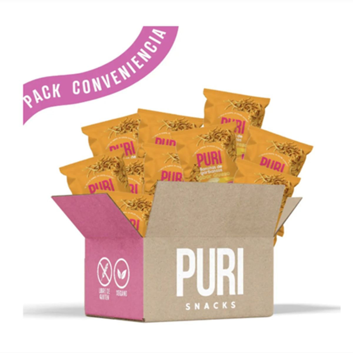PURI POP - Puri Ramitas De Garbanzos Sabor Queso Caja 28un Sin Gluten