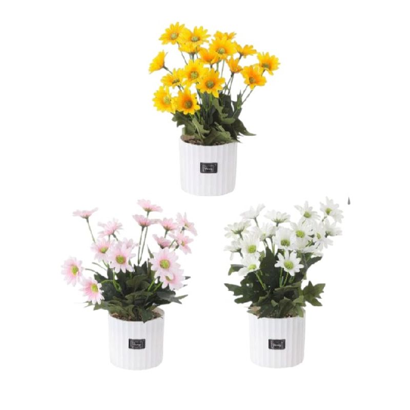 HOMEY - Pack De 3 Macetas Decorativas Con Flores Artificiales Homey