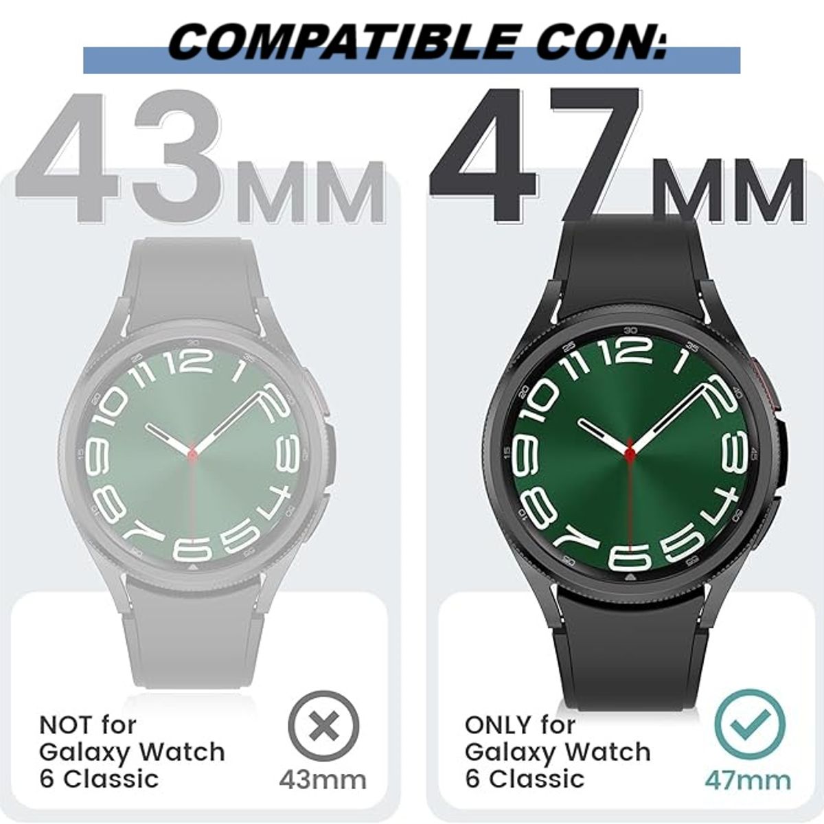 GENERICO - Protector borde Para Samsung Watch 6 classic / 47mm - Plateado