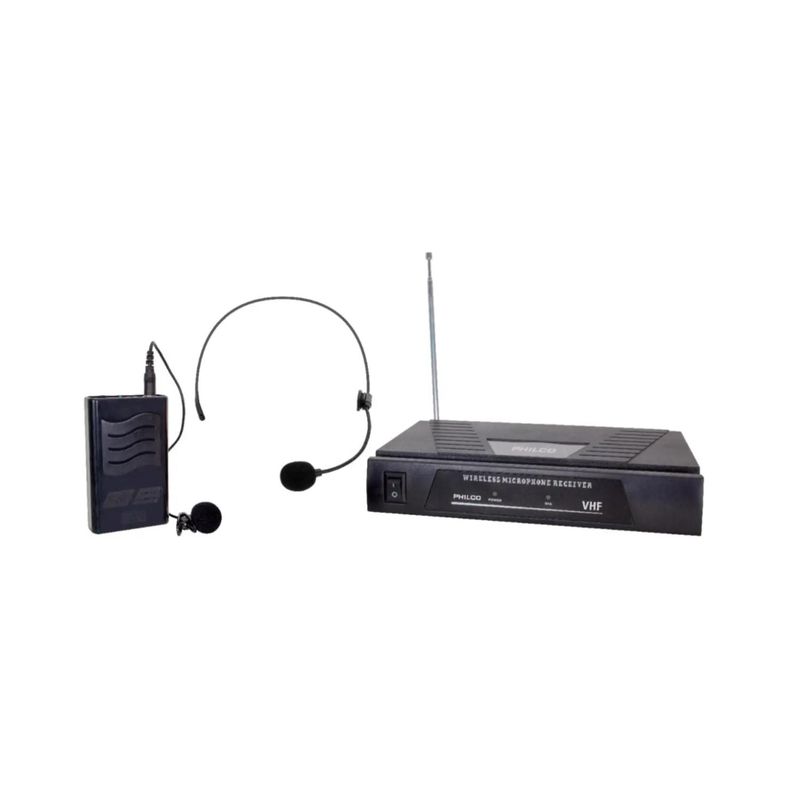 PHILCO - Kit De Microfono Inalambrico VHF 2 En 1 Cintillo Y Solapa Philco