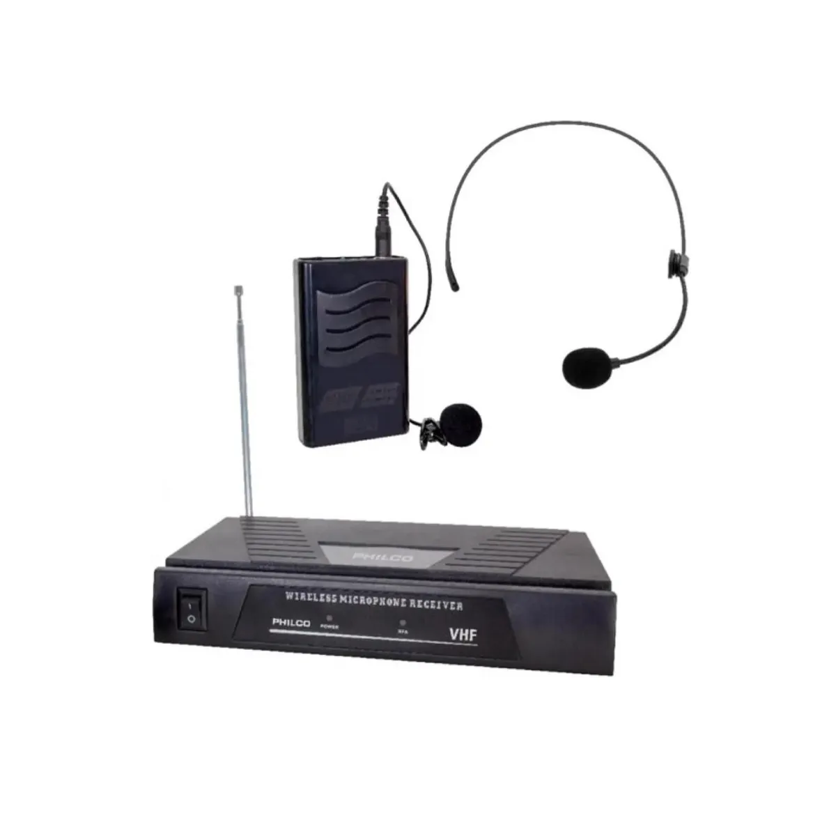 PHILCO - Kit De Microfono Inalambrico VHF 2 En 1 Cintillo Y Solapa Philco