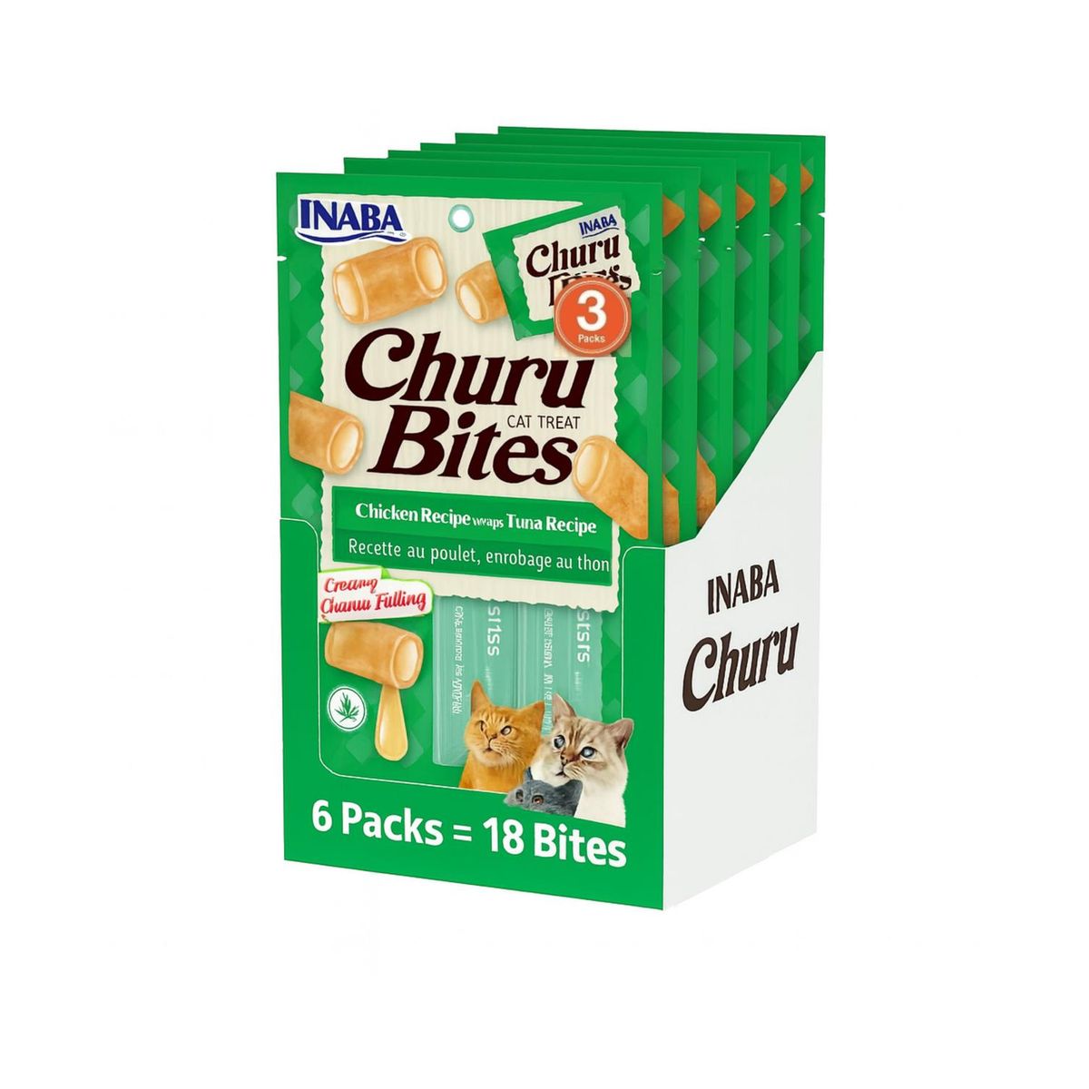 INABA - Churu Bites Wraps Gato Atún 10g x3 (Pack 6 Sobres)