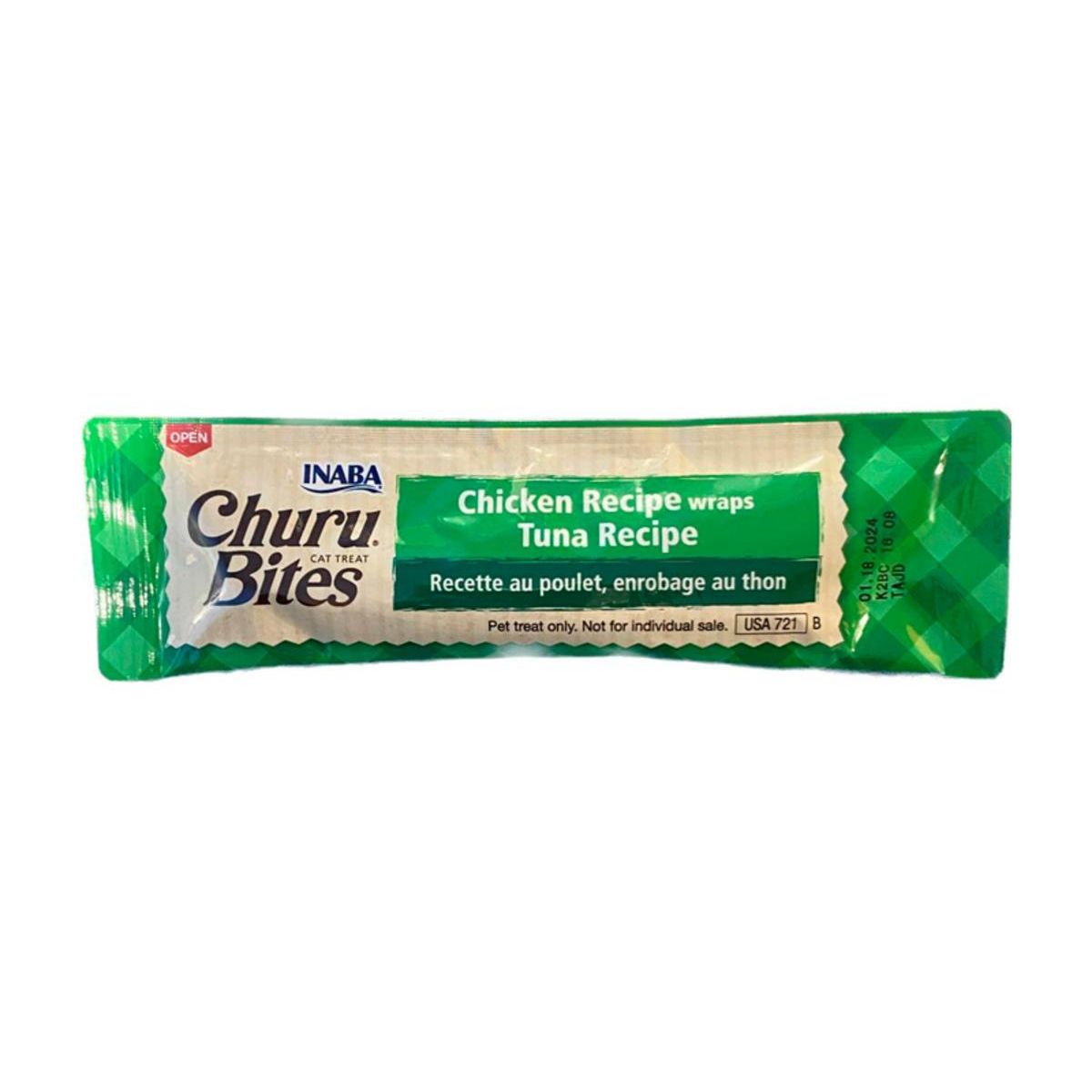 INABA - Churu Bites Wraps Gato Atún 10g x3 (Pack 6 Sobres)