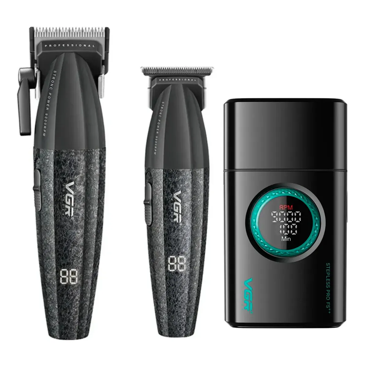 VGR VOYAGER - Barber Combo VGR V640 CortapeloPatillera y Afeitadora Negro