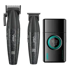 VGR VOYAGER - Barber Combo VGR V640 CortapeloPatillera y Afeitadora Negro