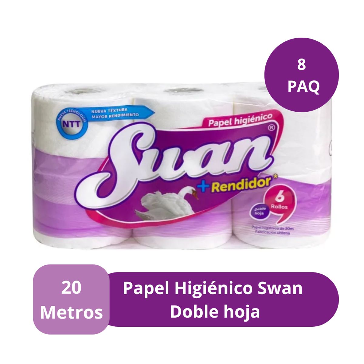 SWAN - Papel Higiénico Swan X8paq De 20m